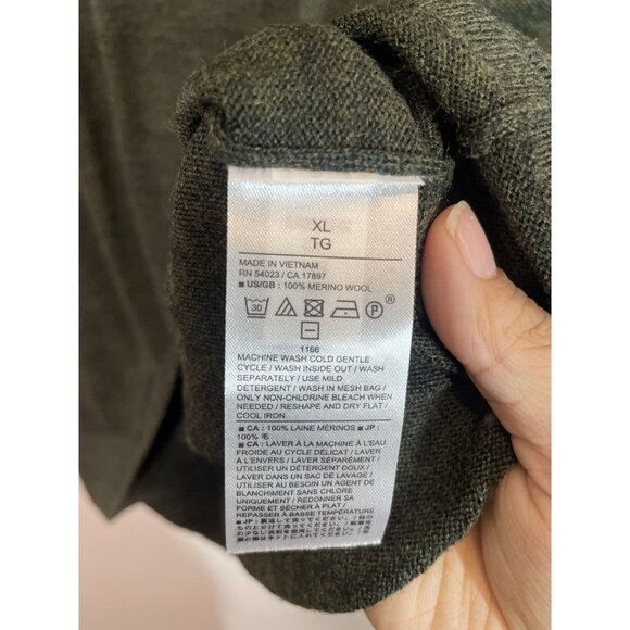 Banana Republic Merino Wool Sweater Men's XL Olive Green Soft Cozy Casual - Picture 3 of 7